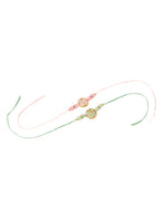 Thumbnail for NVR Men Set of 2 Artificial Stones & Beads Floral Design Thread Rakhi with Roli Chawal Chandan & Mishri