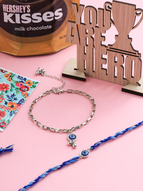 NVR Set of 2 Blue Evil Eye Bhaiya Bhabhi Rakhi, Combo for Rakshabandhan