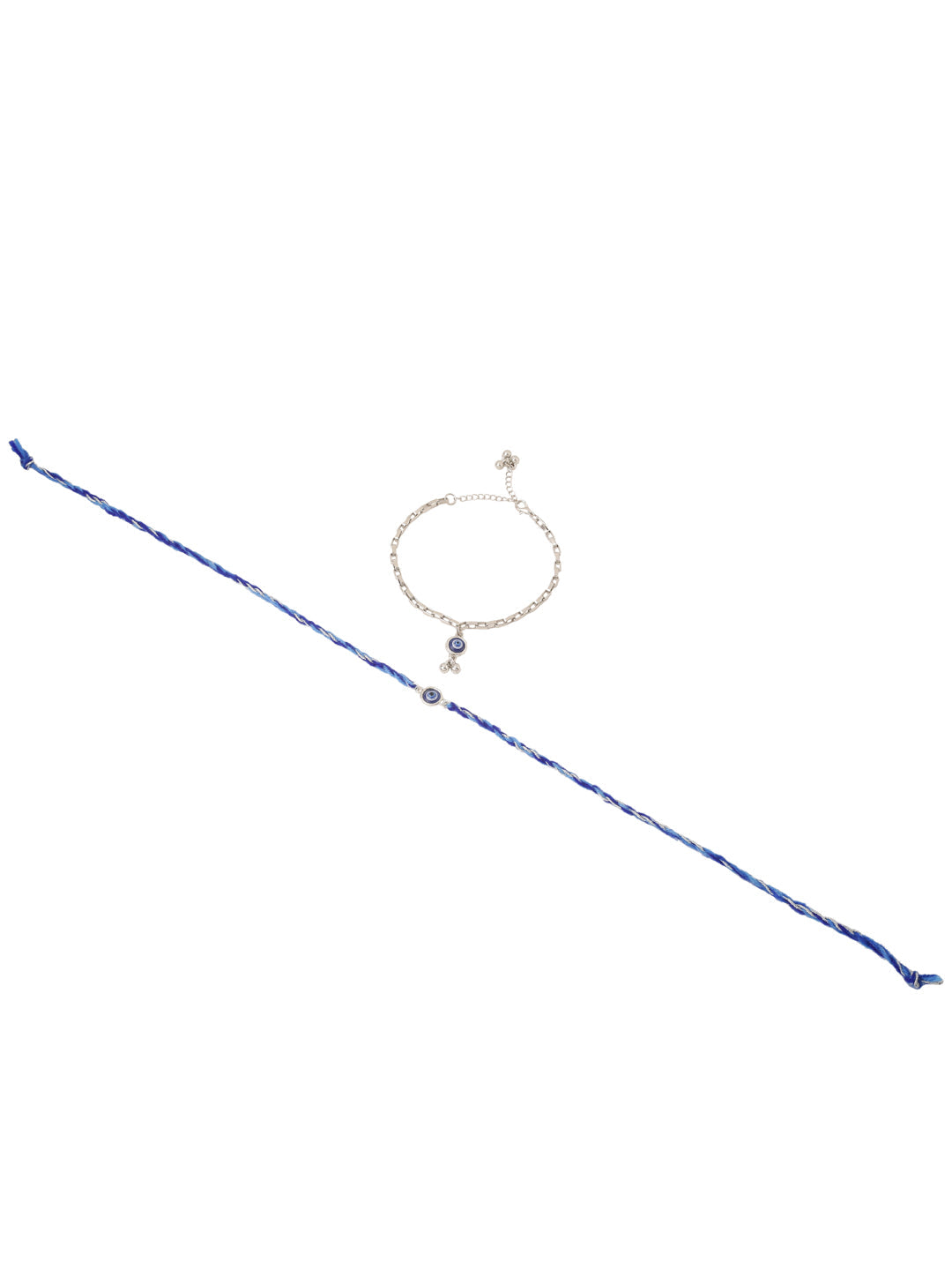 NVR Set of 2 Blue Evil Eye Bhaiya Bhabhi Rakhi, Combo for Rakshabandhan