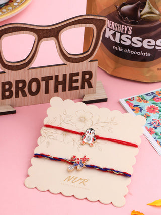 NVR Kids Set of 2 Cartoon Character Blue & Red Thread Rakhi, Combo for Rakshabandhan