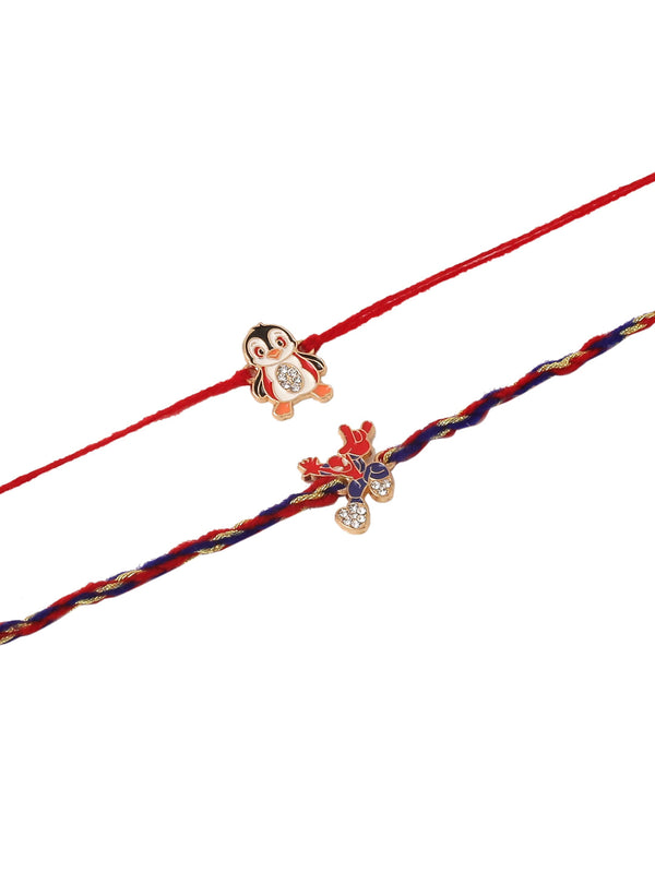 NVR Kids Set of 2 Cartoon Character Blue & Red Thread Rakhi, Combo for Rakshabandhan