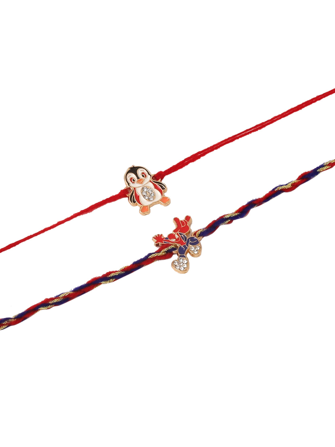 NVR Kids Set of 2 Cartoon Character Blue & Red Thread Rakhi with Roli Chawal Chandan & Mishri - Distacart