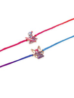 Thumbnail for NVR Kids Set of 2 Cartoon Character Purple & Red Thread Rakhi with Roli Chawal Chandan & Mishri