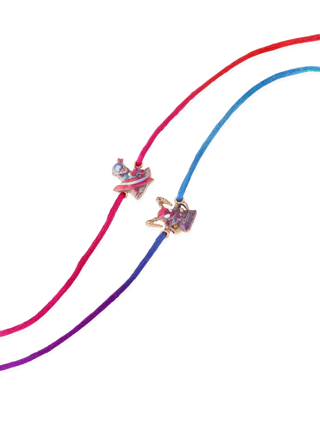 NVR Kids Set of 2 Cartoon Character Purple & Red Thread Rakhi with Roli Chawal Chandan & Mishri