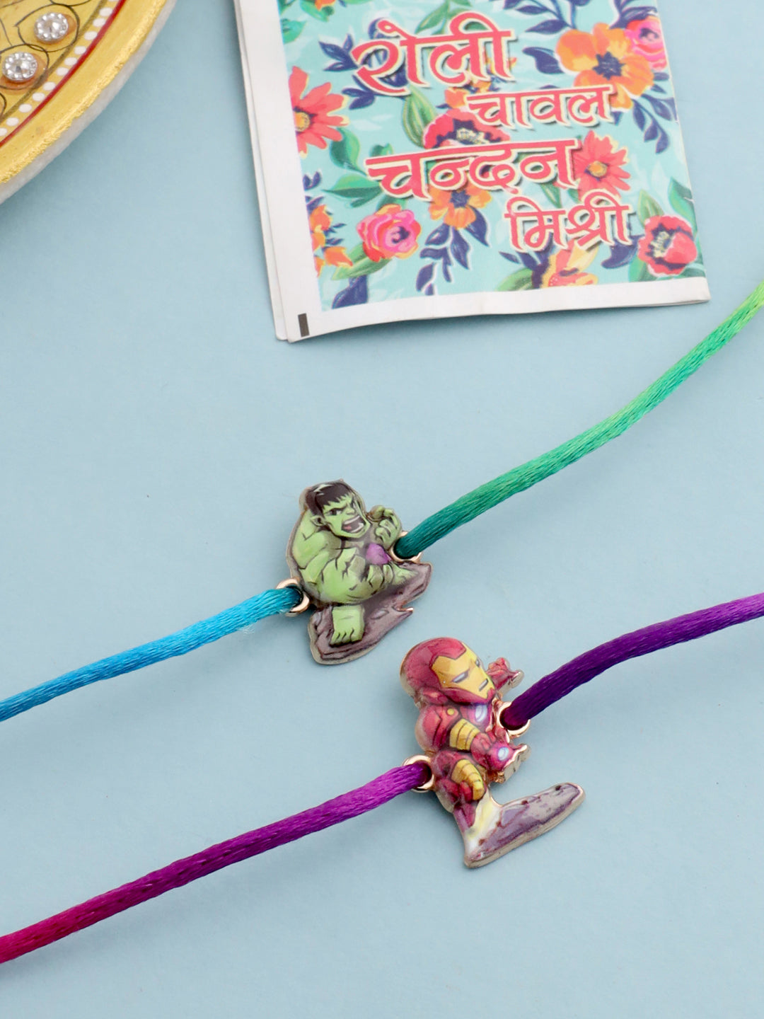 NVR Kids Set of 2 Cartoon Design Multicolor Thread Rakhi with Roli Chawal Chandan & Mishri - Distacart