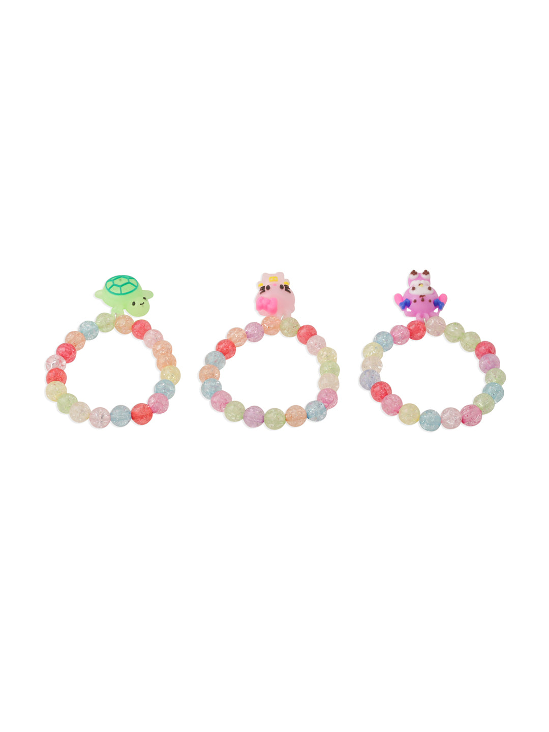 NVR Kids Set of 3 Cartoon Design Artificial Beads Thread Rakhi with Roli Chawal Chandan & Mishri