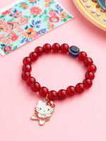 Thumbnail for NVR Kids Cartoon Design Maroon Artificial Beads Thread Rakhi with Roli Chawal Chandan & Mishri