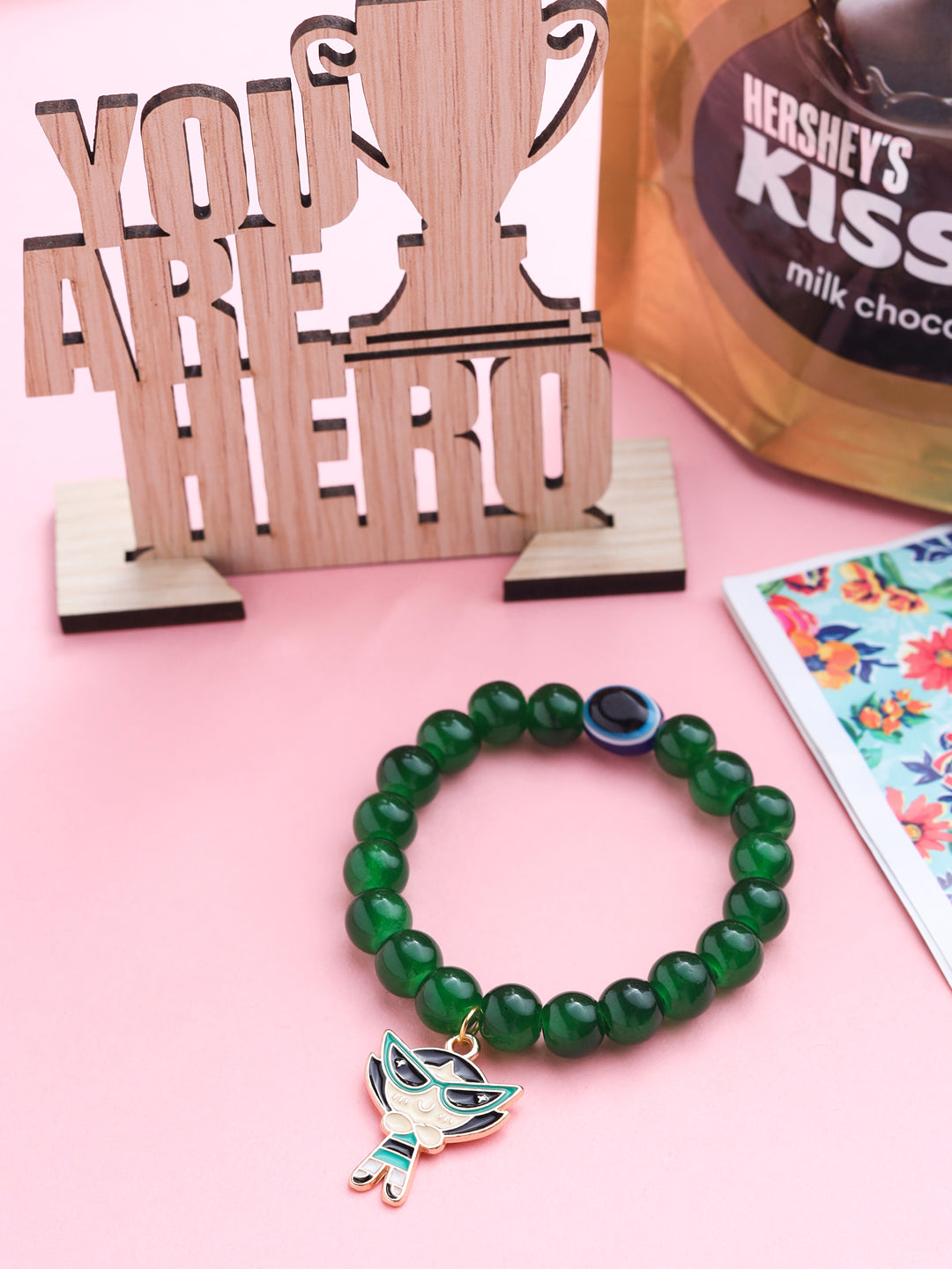 NVR Kids Cartoon Design Green Artificial Beads Thread Rakhi, Combo for Rakshabandhan - Distacart