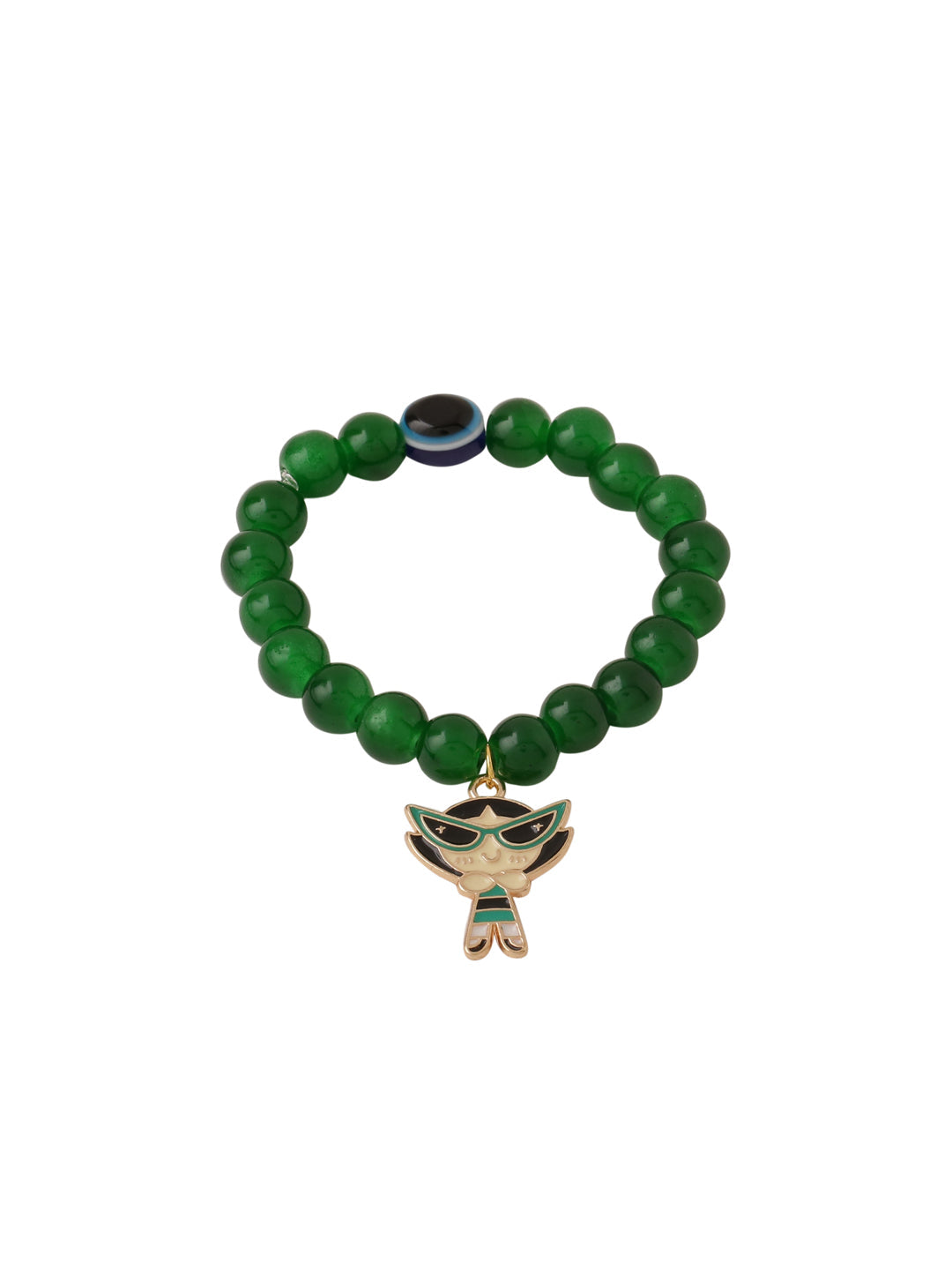 NVR Kids Cartoon Design Green Artificial Beads Thread Rakhi with Roli Chawal Chandan & Mishri - Distacart