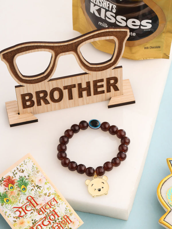 NVR Kids Cartoon Design Brown Artificial Beads Thread Rakhi, Combo for Rakshabandhan