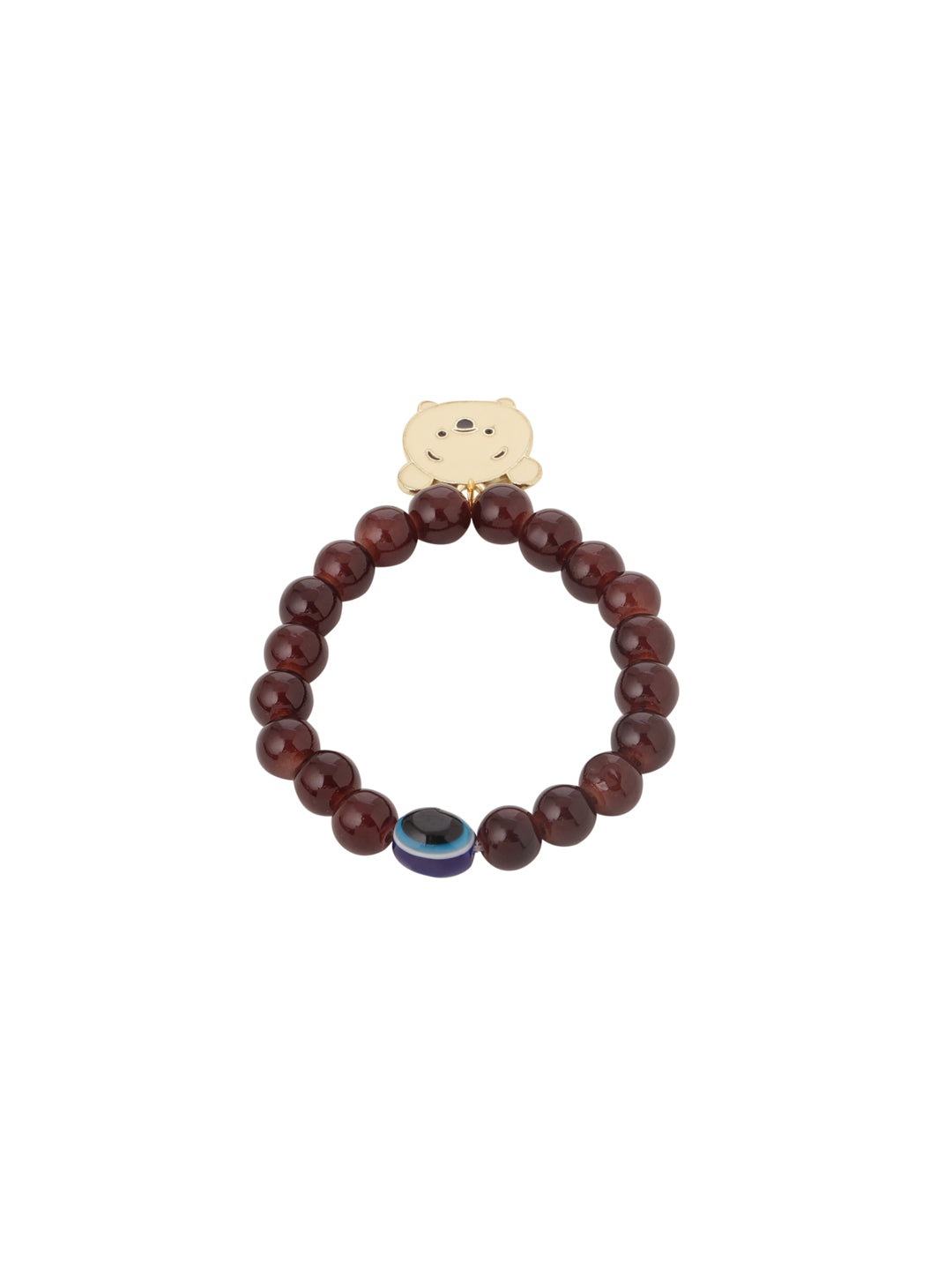 NVR Kids Cartoon Design Brown Artificial Beads Thread Rakhi with Roli Chawal Chandan & Mishri