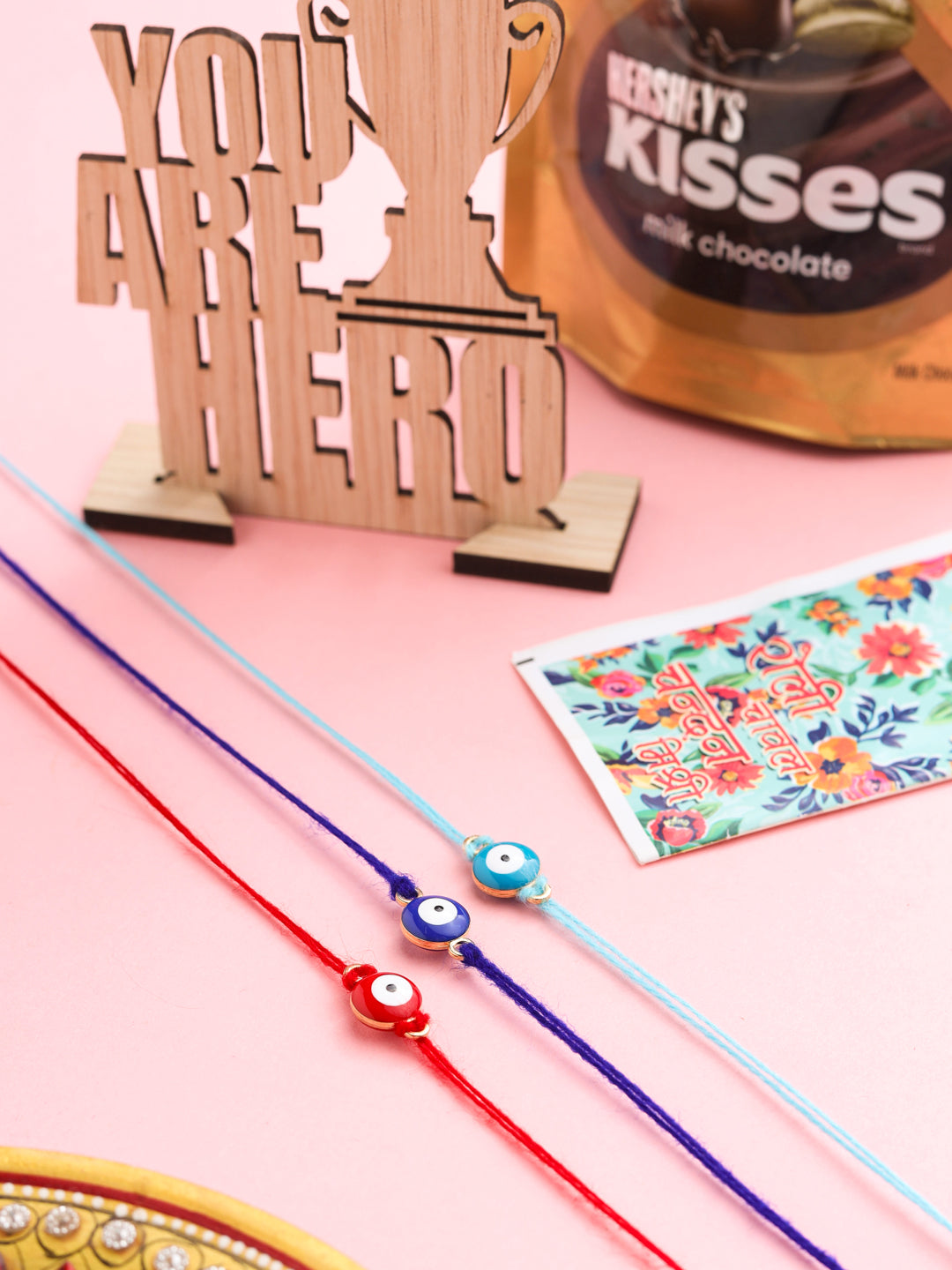 NVR Set of 3 Multicolor Evil Eye Men's Thread Rakhi, Combo for Rakshabandhan - Distacart