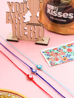 Thumbnail for NVR Set of 3 Multicolor Evil Eye Men's Thread Rakhi, Combo for Rakshabandhan - Distacart