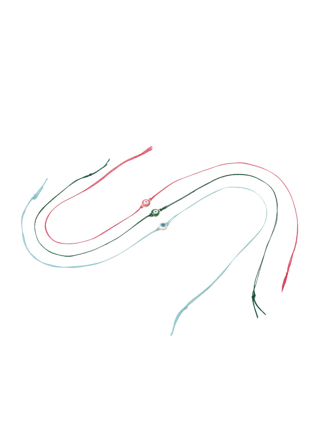 NVR Men's Set of 3 Multicolor Evil Eye Thread Rakhi with Roli Chawal Chandan & Mishri