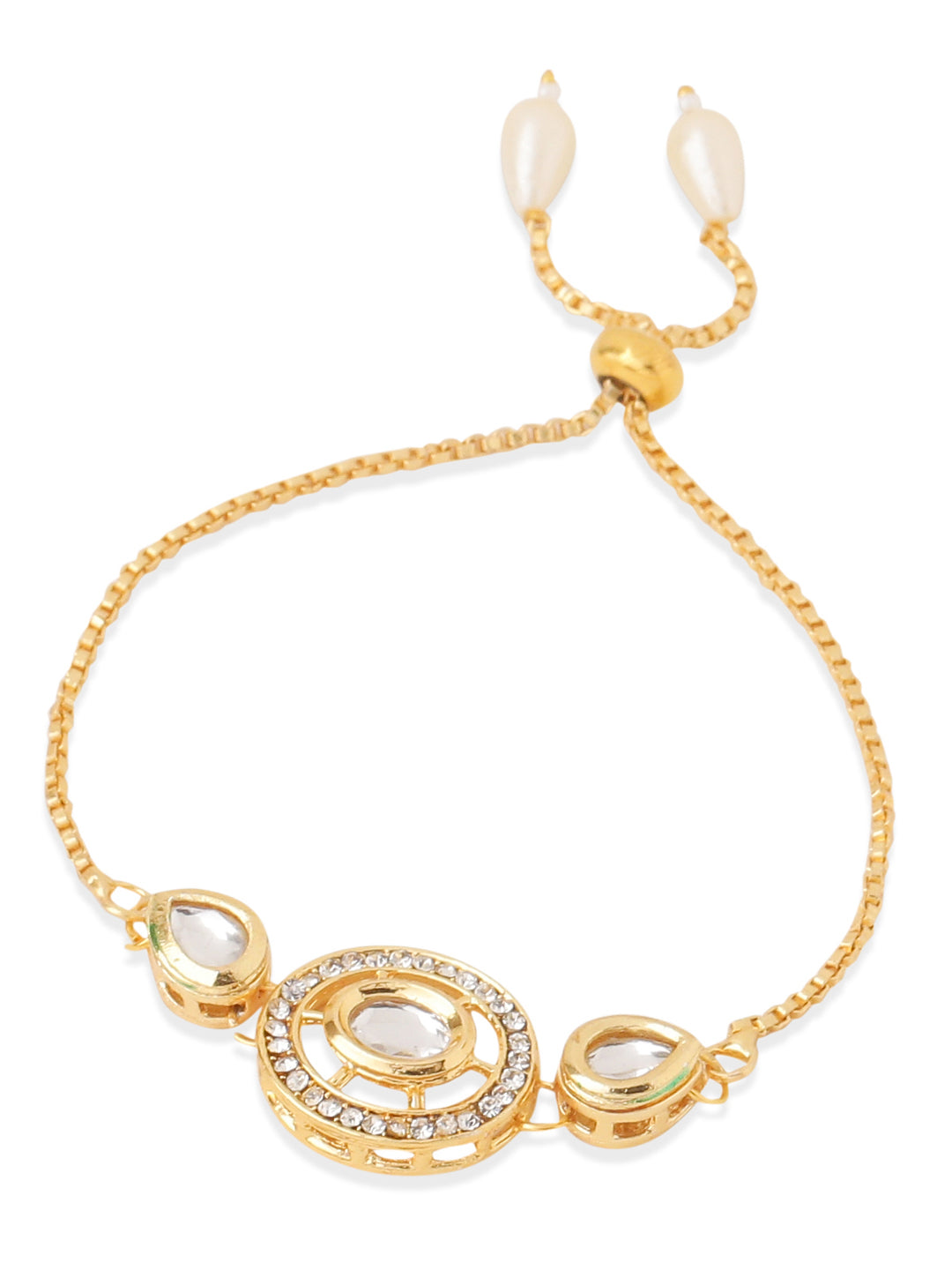 NVR Set of 2 Gold Toned Kundan Studded Bhaiya Bhabhi Rakhi Set, Combo for Rakshabandhan