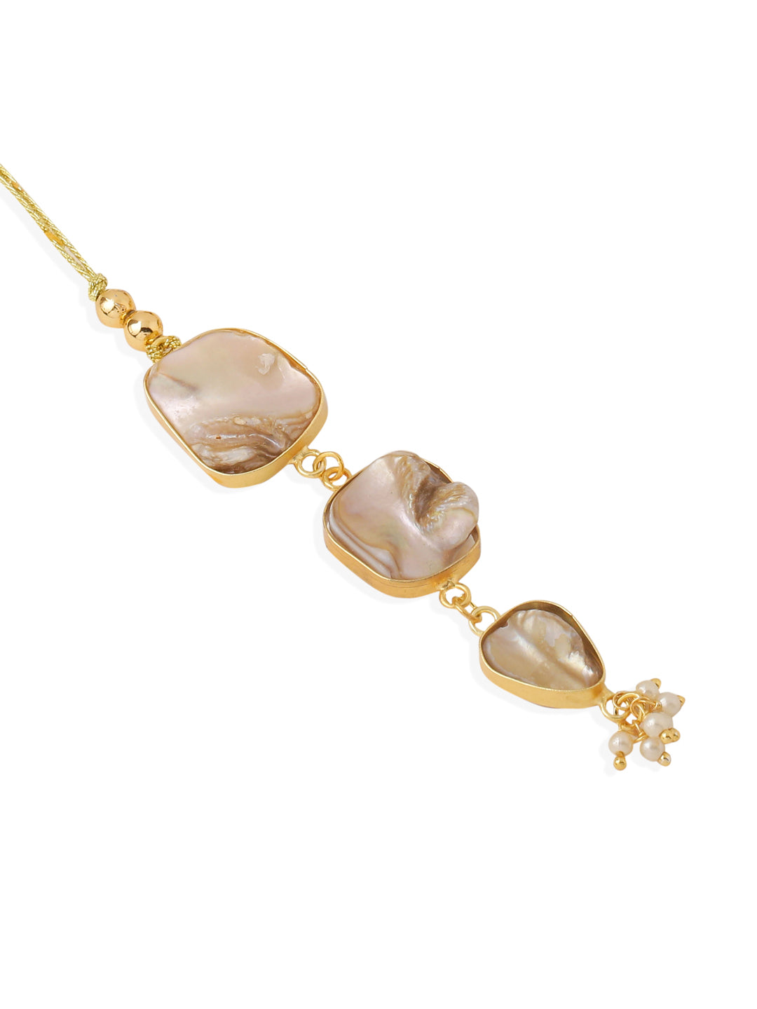 NVR Set of 2 Gold Toned Rudraksh & Pearls Bhaiya Bhabhi Rakhi with Roli Chawal Chandan & Mishri