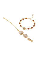 Thumbnail for NVR Set of 2 Gold Toned Rudraksh & Pearls Bhaiya Bhabhi Rakhi with Roli Chawal Chandan & Mishri