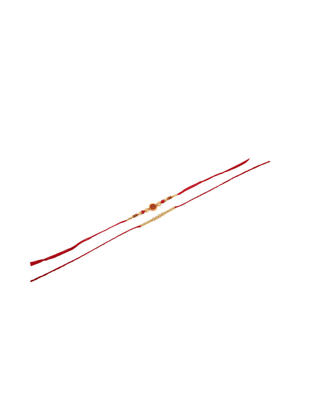 NVR Men's Set of 2 Red Religious Thread Rakhi with Roli Chawal Chandan & Mishri