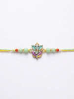 Thumbnail for NVR Multicolor Artificial Beads Ganesh Ji Thread Rakhi With Roli Chawal Chandan Mishri - Dista