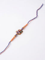 Thumbnail for NVR Radha Krishna Multicolor Artificial Beads Thread Rakhi With Roli Chawal Chandan Mishri - Dista