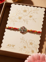 Thumbnail for NVR Traditional Artificial Stones Thread Rakhi with Roli Chawal Chandan Mishri - Dista