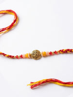 Thumbnail for NVR Artificial Beads Decorative Om Design Religious Thread Rakhi with Roli Chawal Chandan - Dista