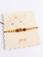 Thumbnail for NVR Om Design Rudraksh Thread Rakhi with Roli Chawal Chandan Mishri - Dista