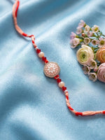 Thumbnail for NVR Floral Design Multicolor Artificial Stones & Beads Thread Rakhi With Roli Chawal - Dista