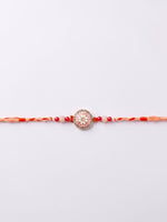 Thumbnail for NVR Floral Design Multicolor Artificial Stones & Beads Thread Rakhi With Roli Chawal - Dista