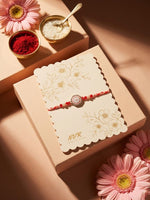 Thumbnail for NVR Floral Design Multicolor Artificial Stones & Beads Thread Rakhi With Roli Chawal - Dista