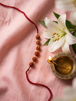 Thumbnail for NVR Religious Rudraksh Thread Rakhi With Roli Chawal Chandan Mishri - Dista