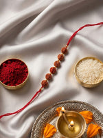 Thumbnail for NVR Religious Rudraksh Thread Rakhi With Roli Chawal Chandan Mishri - Dista