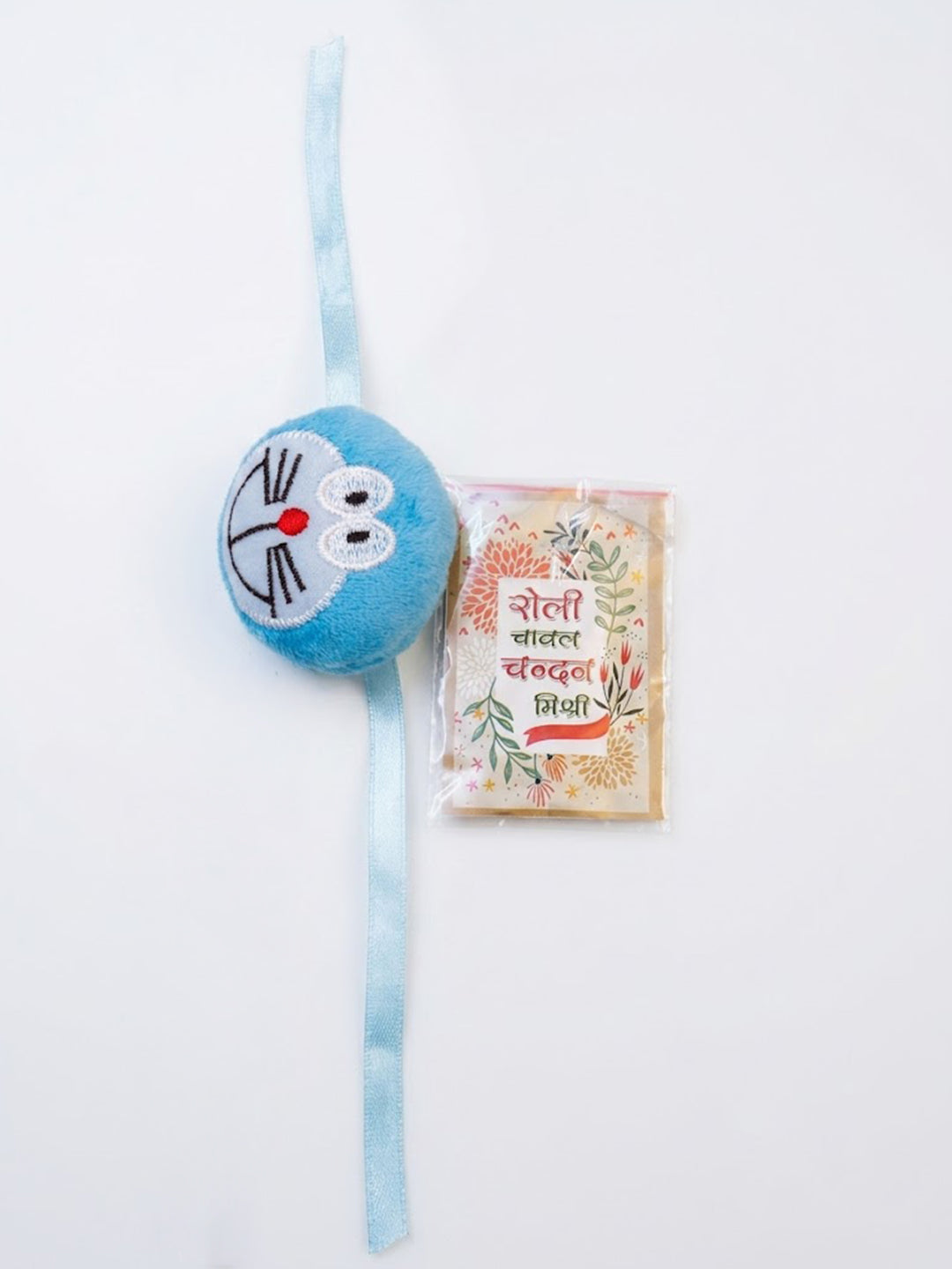 NVR Kids Doremon Design Thread Rakhi With Roli Chawal Chandan Mishri - Dista