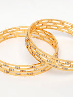 Thumbnail for NVR Women's Set of 2 Gold-Polished Cubic Zirconia Stone Studded Bangles