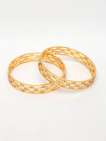 Thumbnail for NVR Women's Set of 2 Gold-Polished Cubic Zirconia Stone Studded Bangles