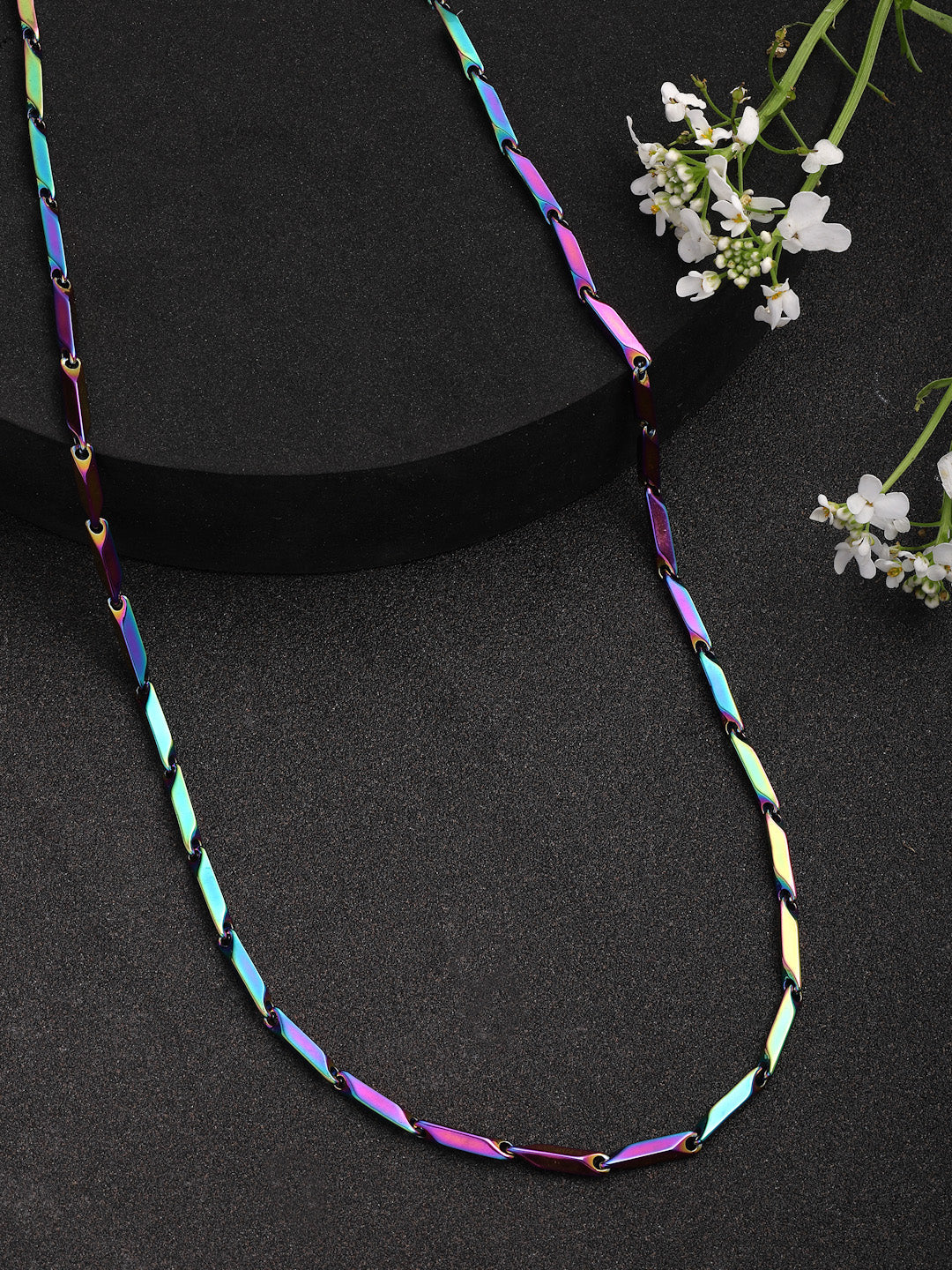 NVR Men Multicolor Rhodium-Plated Stainless Steel Chain - Distacart