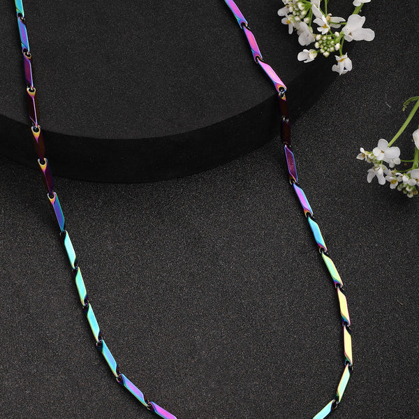 NVR Men Multicolor Rhodium-Plated Stainless Steel Chain - Distacart