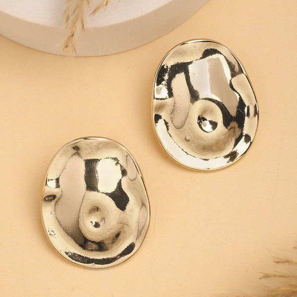 NVR Women's Gold-Polished Oval Shape Studs Earring - Distacart