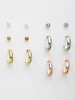 Thumbnail for NVR Women's Set of 6 Rhodium-Plated Contemporary Half Hoop Earrings - Distacart