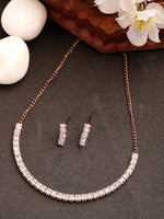 Thumbnail for NVR Women's Rose Gold-Polished CZ-Studded Jewellery Set - Distacart