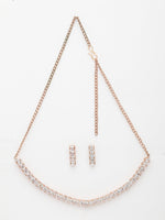 Thumbnail for NVR Women's Rose Gold-Polished CZ-Studded Jewellery Set - Distacart