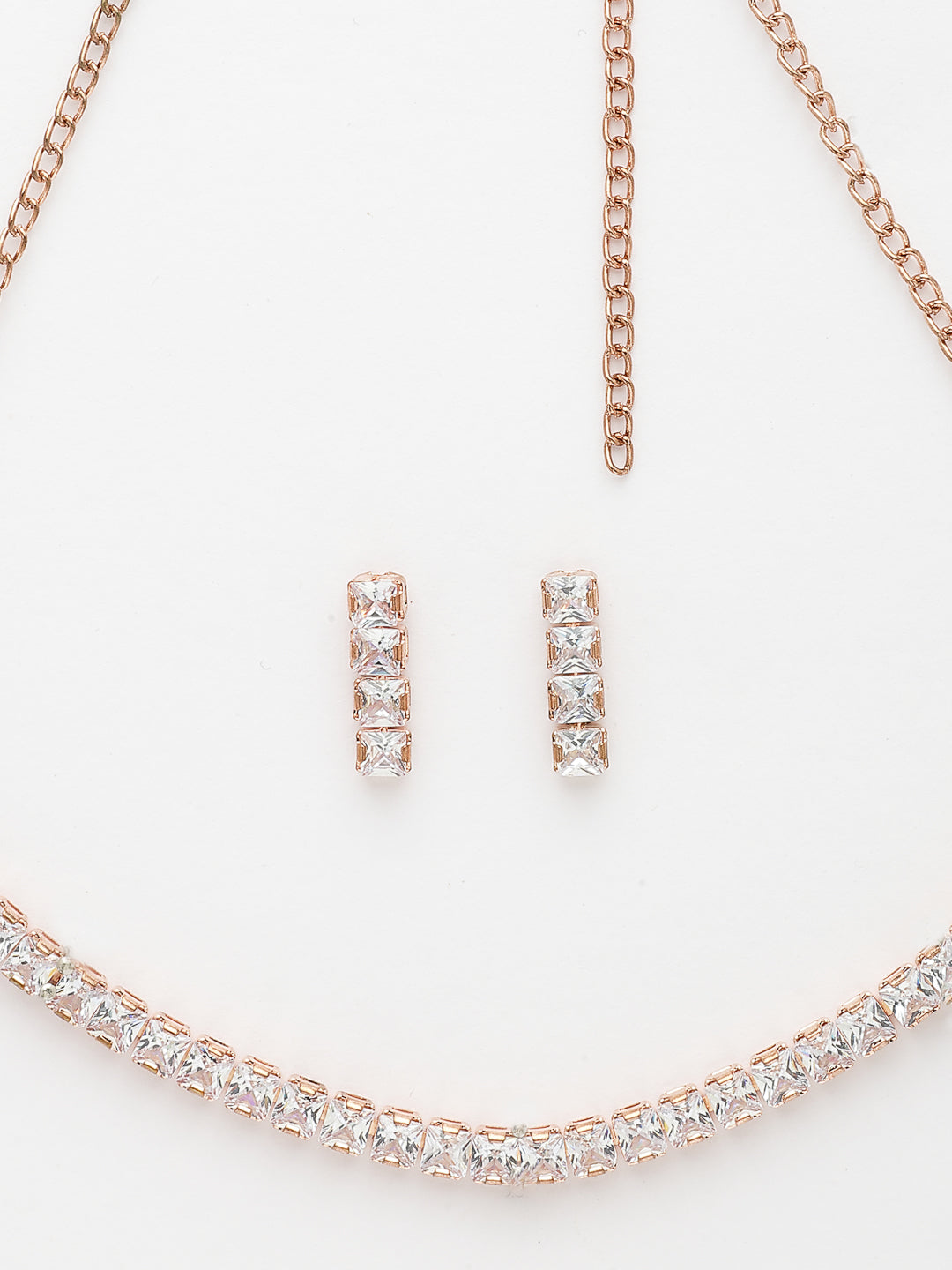 NVR Women's Rose Gold-Polished CZ-Studded Jewellery Set - Distacart