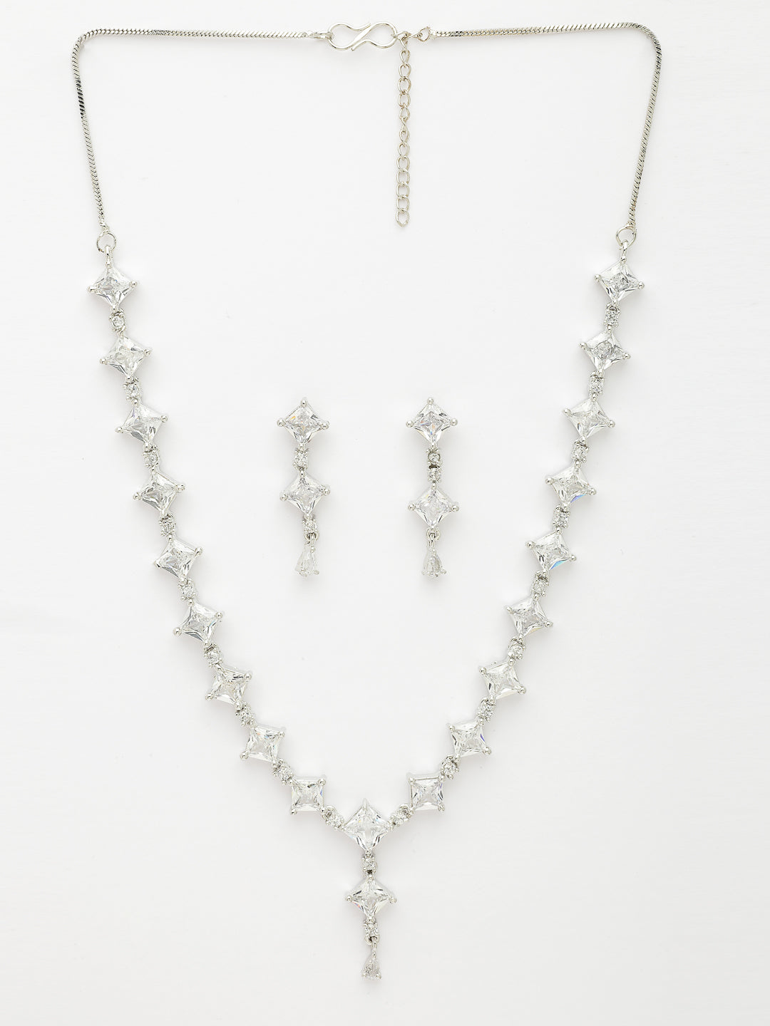 NVR Women's Silver-Plated CZ-Studded Brass Handcrafted Jewellery Set - Distacart