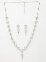 Thumbnail for NVR Women's Silver-Plated CZ-Studded Brass Handcrafted Jewellery Set - Distacart