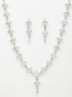 Thumbnail for NVR Women's Silver-Plated CZ-Studded Brass Handcrafted Jewellery Set - Distacart