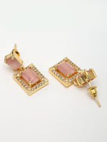 Thumbnail for NVR Women Gold-Polished Pink American Diamond-Studded Pendant Set with Ring - Distacart