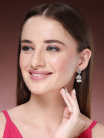 Thumbnail for NVR Wome's Silver-Plated AD- Studded Jhumki Earrings - Distacart