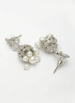 Thumbnail for NVR Wome's Silver-Plated AD- Studded Jhumki Earrings - Distacart