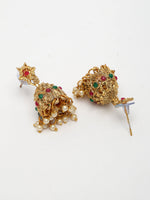 Thumbnail for NVR Women's Set of 2 Gold-Polished Stone Studded Temple Jewellery Set with Maangtikka & Kamarbandh - Distacart