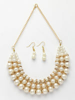 Thumbnail for NVR Women's Gold-Polished White Pearl-Beaded Handcrafted Jewellery Set - Distacart
